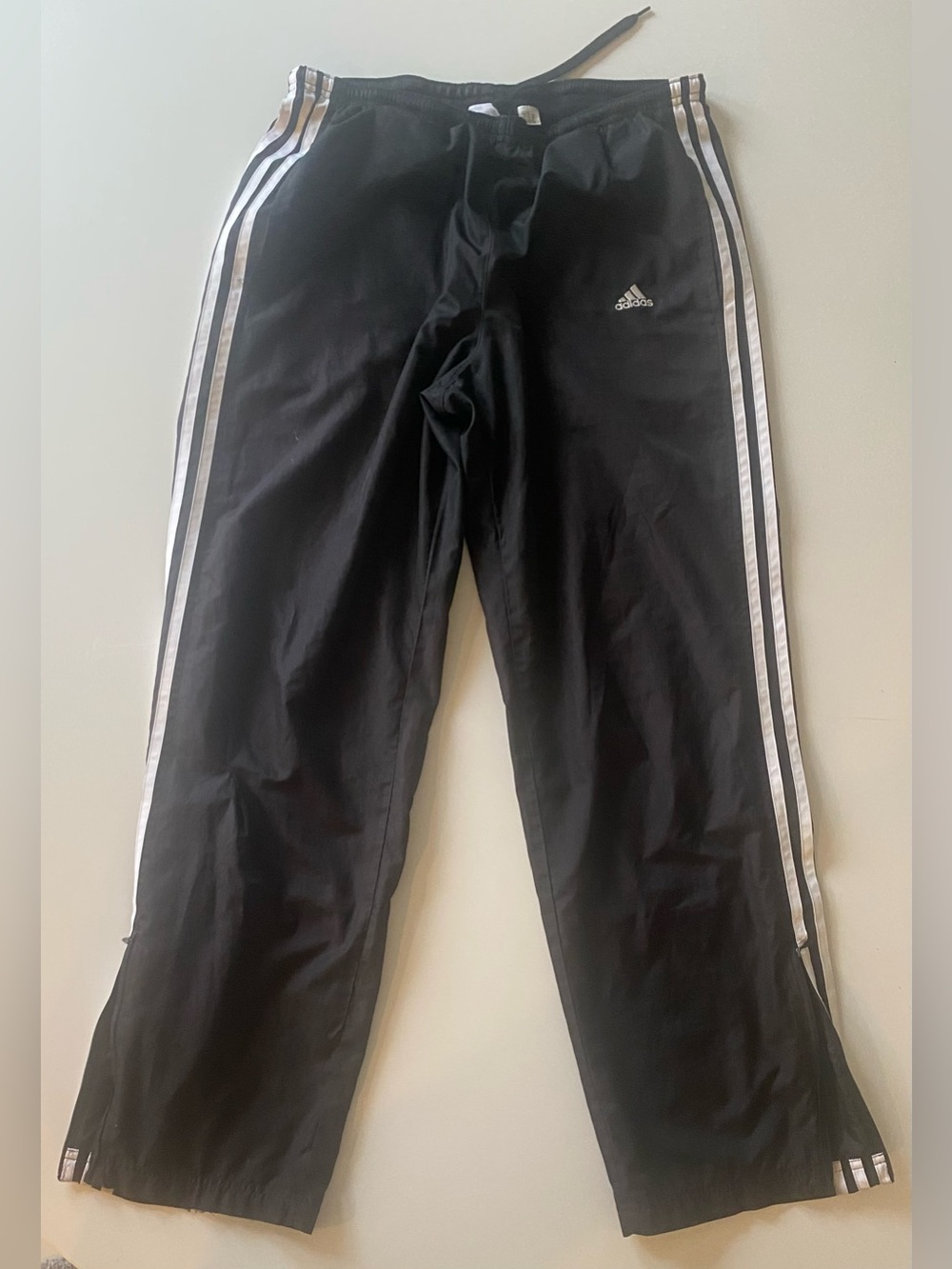 Adidas Classic Black Track Pants with White Stripes